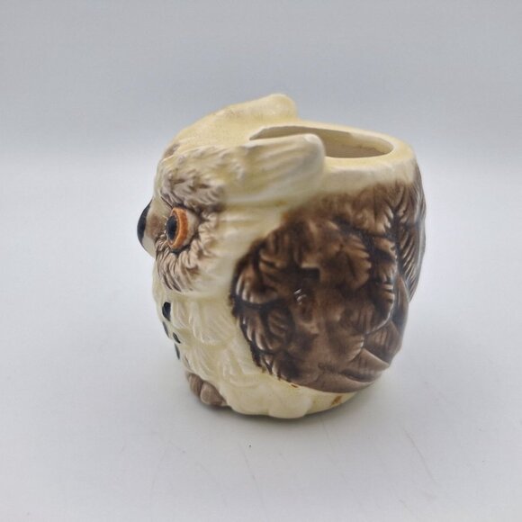 Owl Pot Decor Vintage Cottagecore Small Tiny 2 Inch Japan 70s Brown Bird Wild - Picture 3 of 7